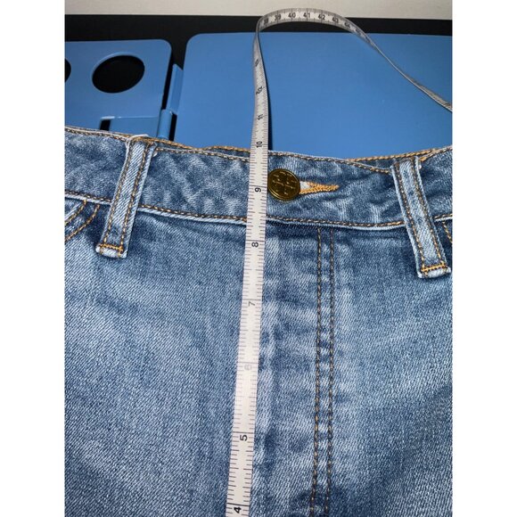 TORY BURCH Pardon My French Medium Wash Frayed Hem Crop Jeans size 28 - Picture 13 of 16